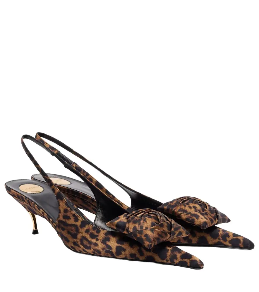 Saint Laurent Dakota 50 leopard-print slingback pumps