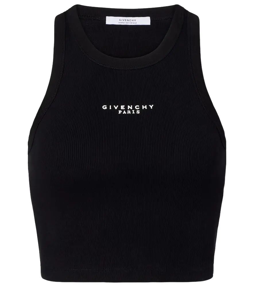 Givenchy Logo cropped cotton jersey tank top