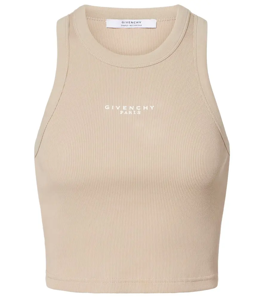 Givenchy Logo cropped cotton jersey tank top
