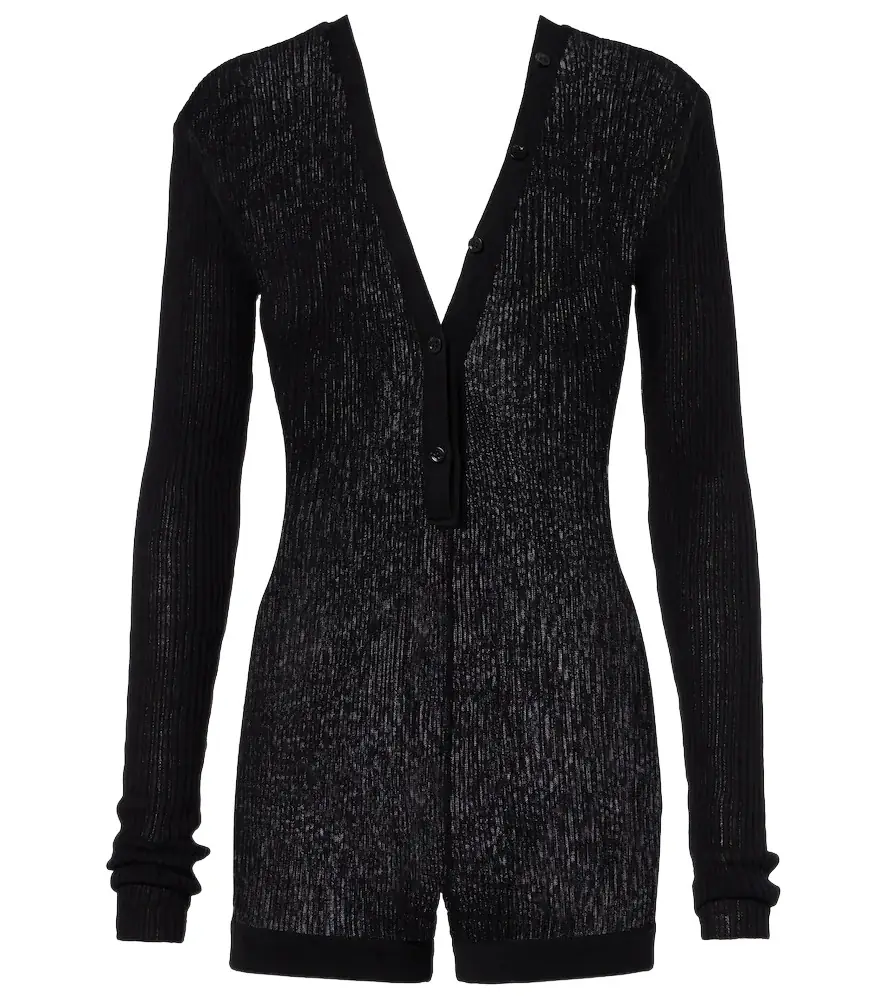 Mugler Ribbed-knit cotton romper