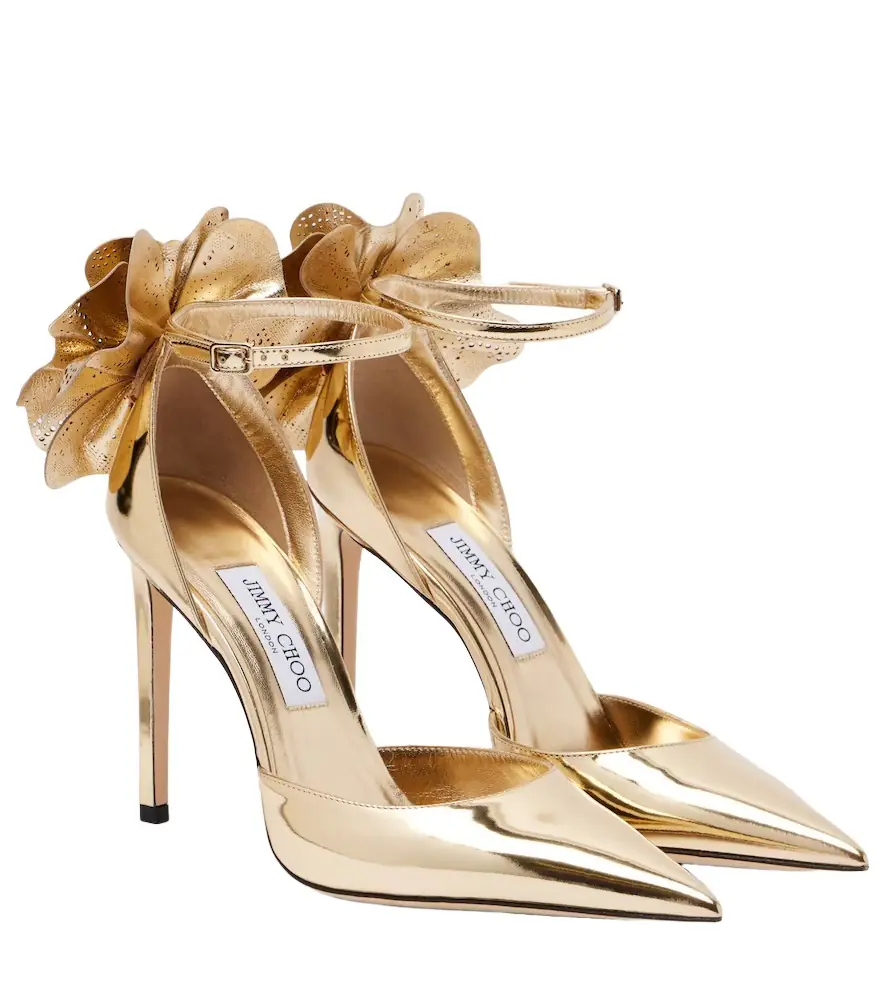 Jimmy Choo Marja 100 metallic leather pumps