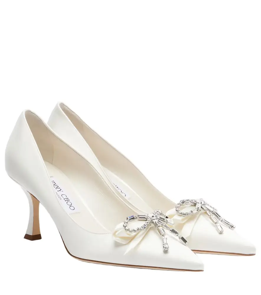 Jimmy Choo Auria embellished satin pumps