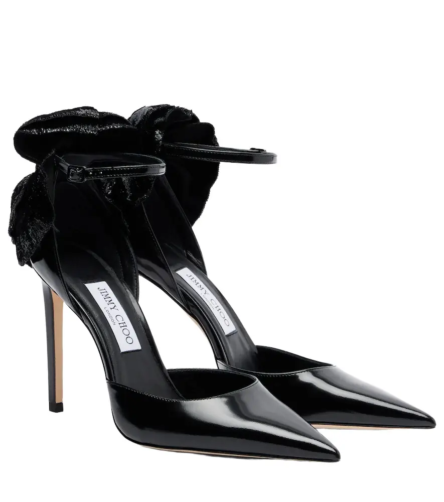 Jimmy Choo Marja 100 floral-appliqué leather pumps