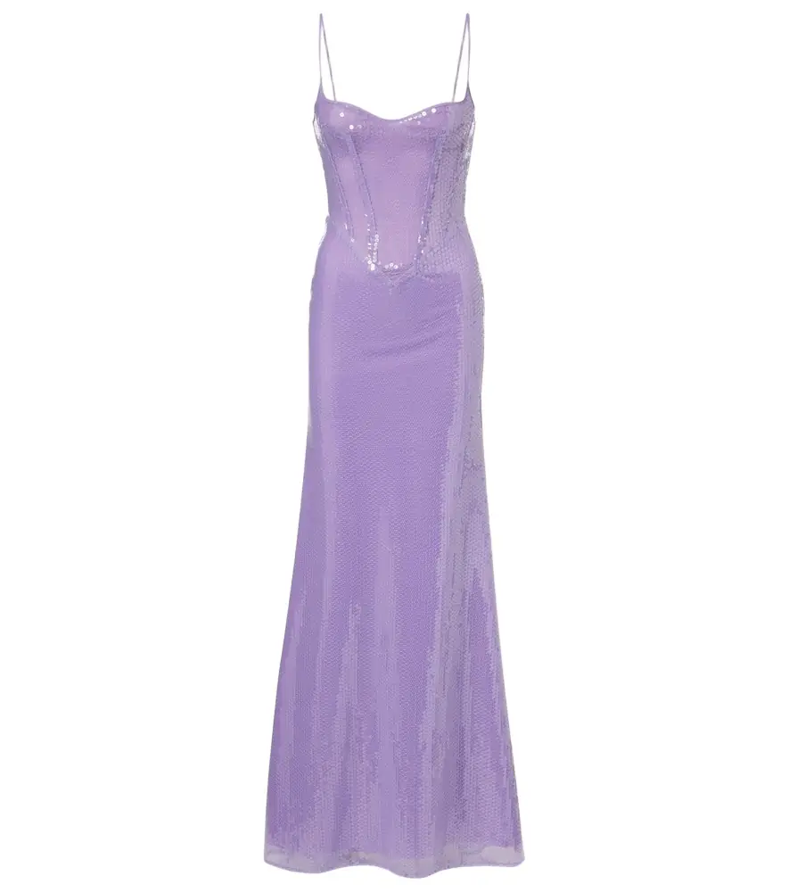 David Koma Sequined corset gown