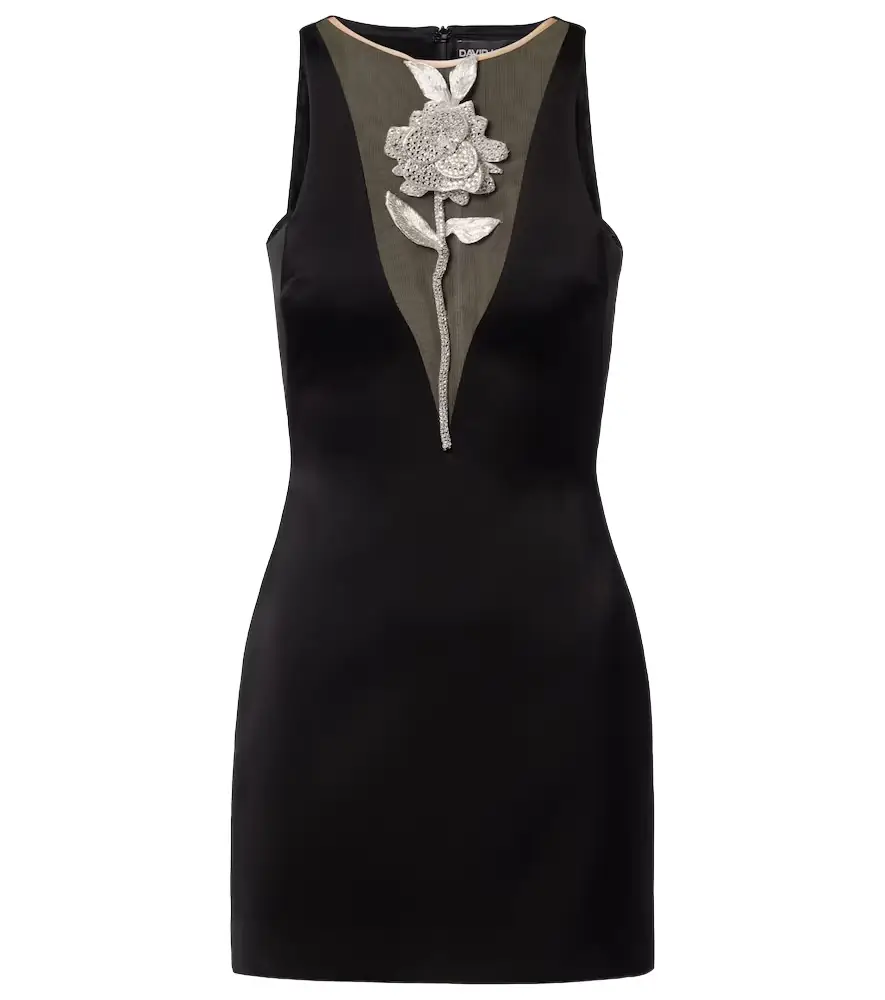 David Koma Embellished floral satin minidress