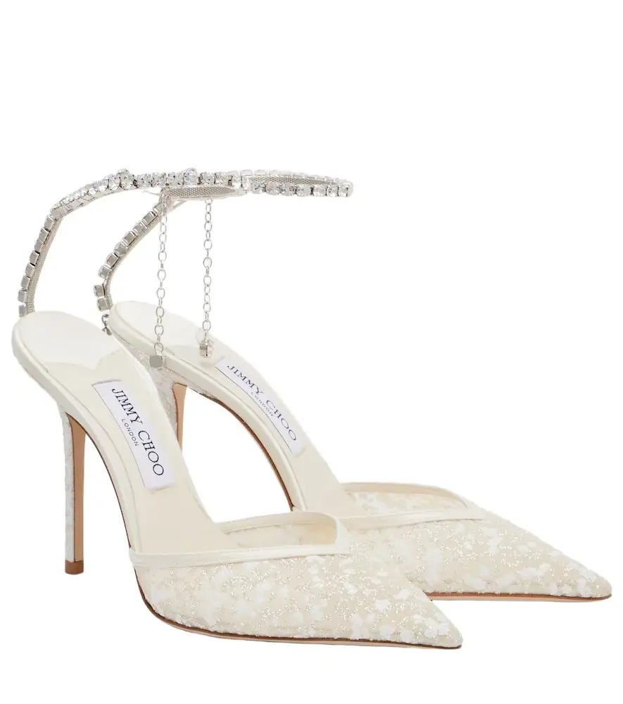 Jimmy Choo Saeda 100 embellished mesh pumps