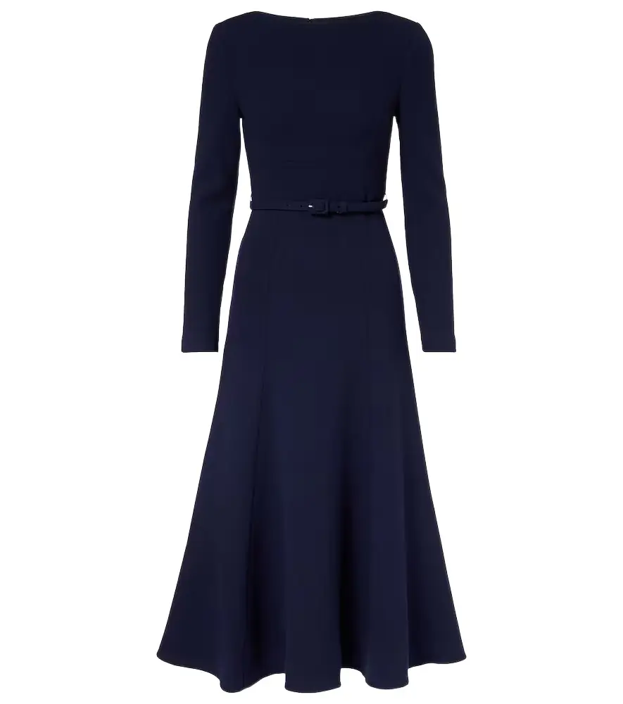 Roland Mouret Belted wool crêpe midi dress