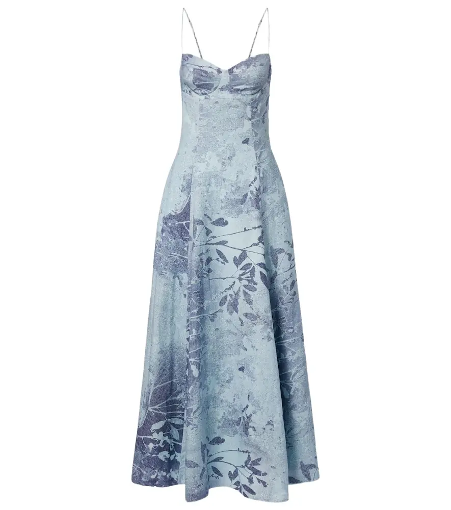 Simkhai Floral linen and cotton bustier dress