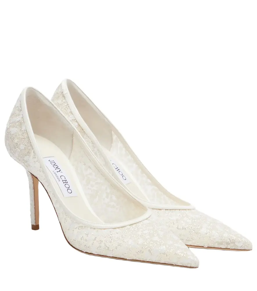 Jimmy Choo Love embroidered tulle pumps