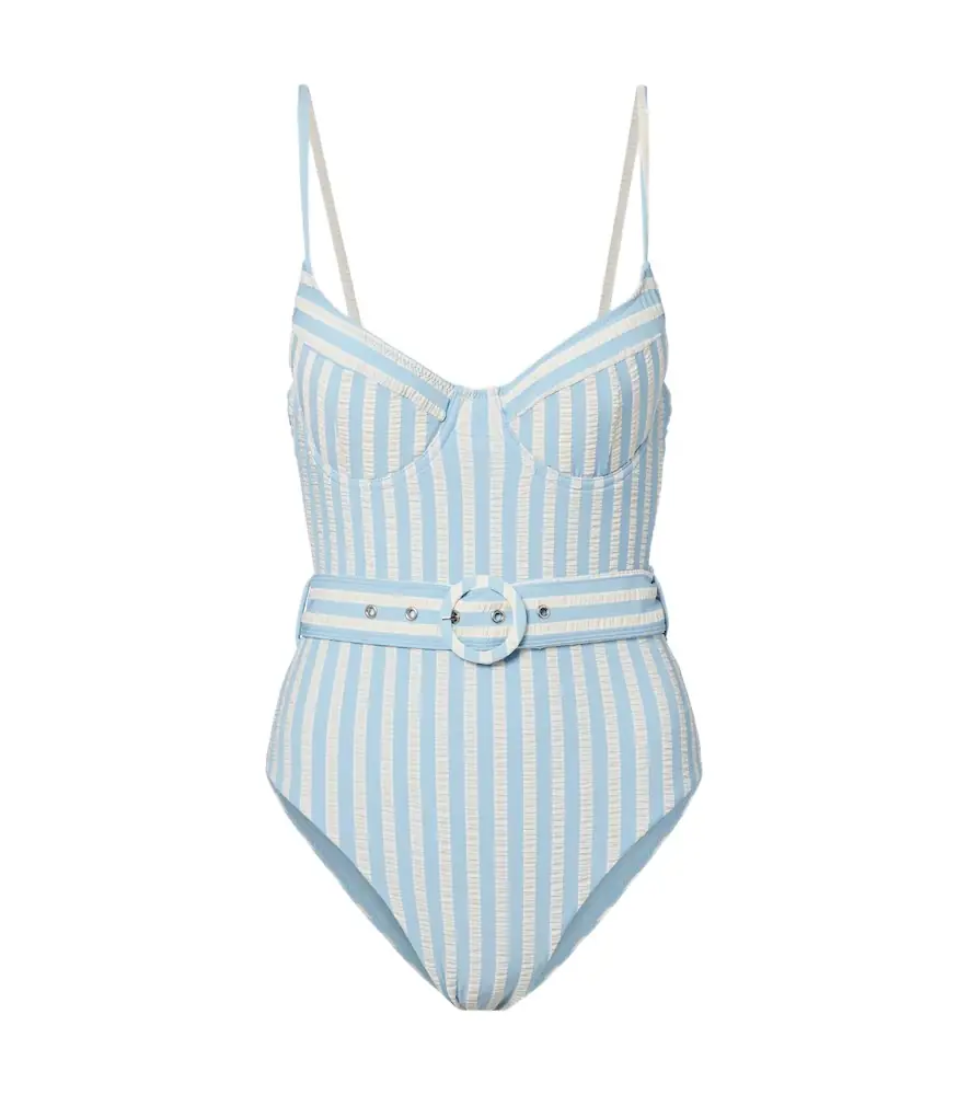 Simkhai Noa belted striped swimsuit