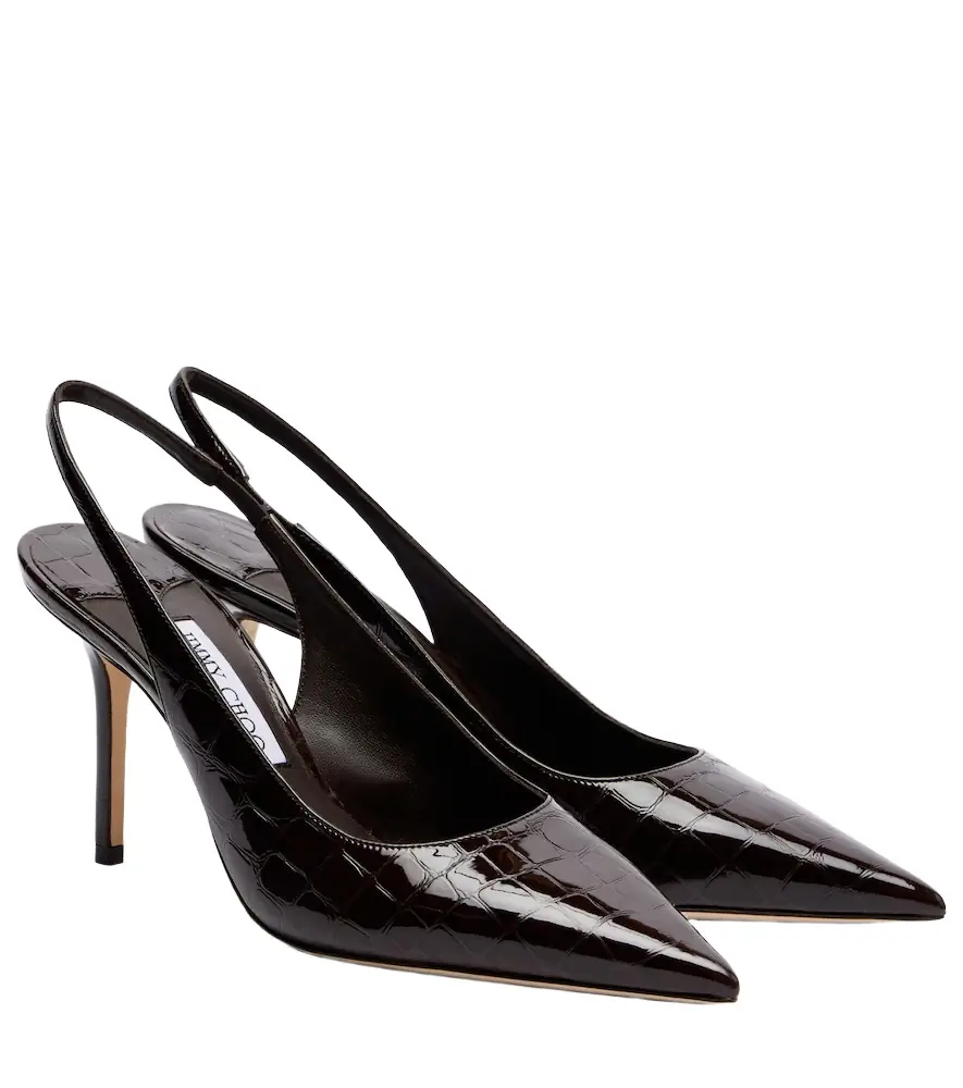 Jimmy Choo Love croc-effect leather slingback pumps