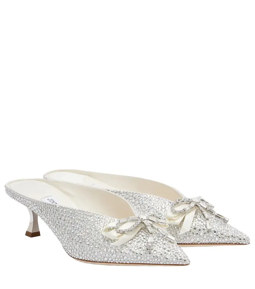 Jimmy Choo Auria 50 crystal-embellished satin mules