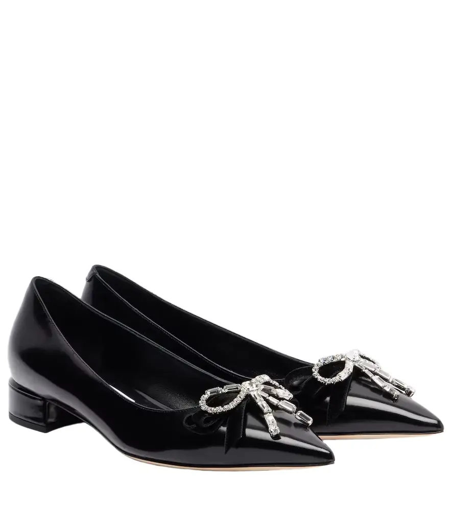 Jimmy Choo Auria bow-detail leather ballet flats
