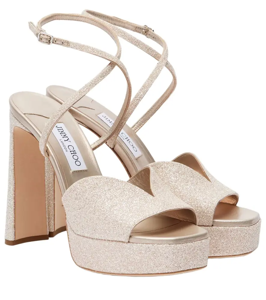 Jimmy Choo Karli 125 glitter platform sandals