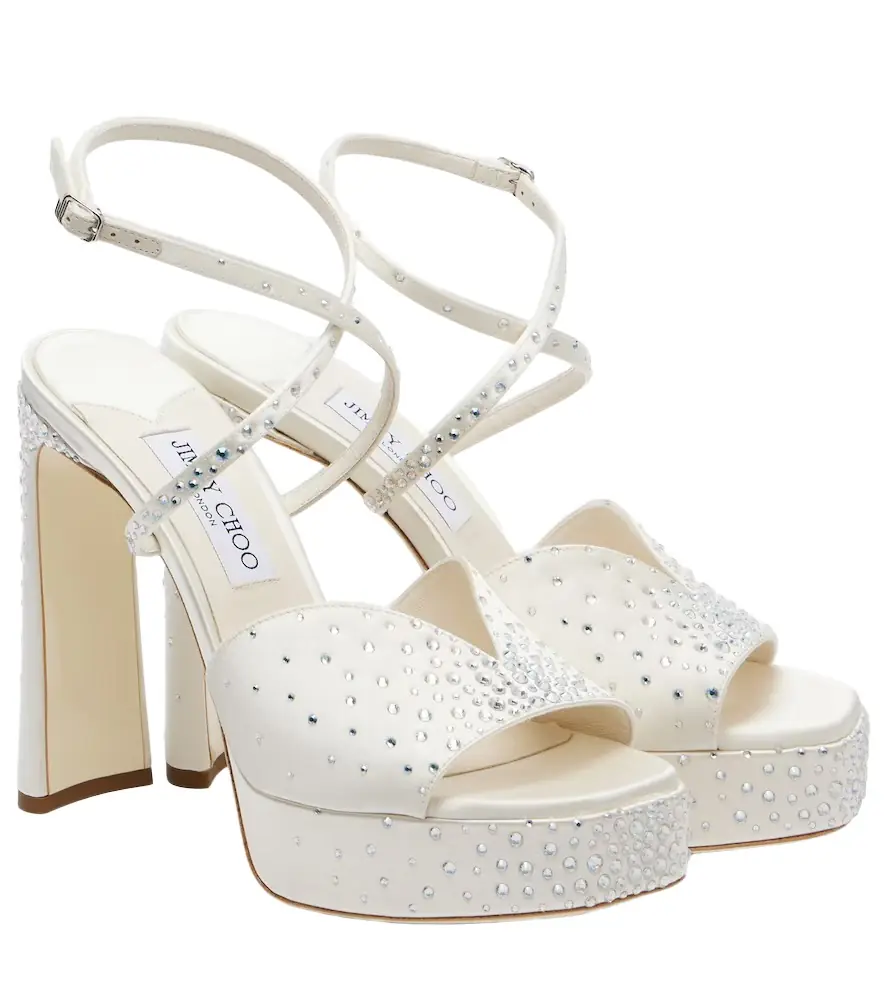 Jimmy Choo Karli embellished satin platform sandals