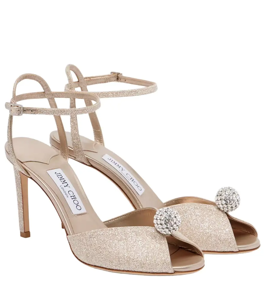Jimmy Choo Sacora 85 glitter peep-toe sandals