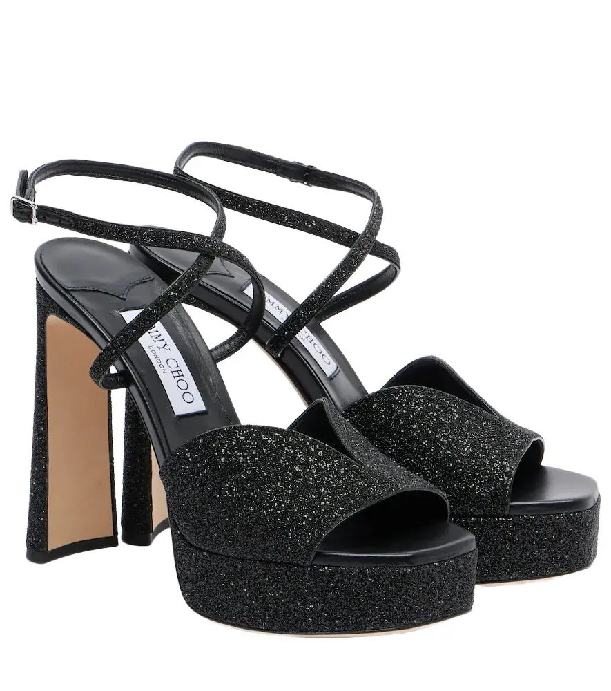 Jimmy Choo Karli 125 glitter platform sandals