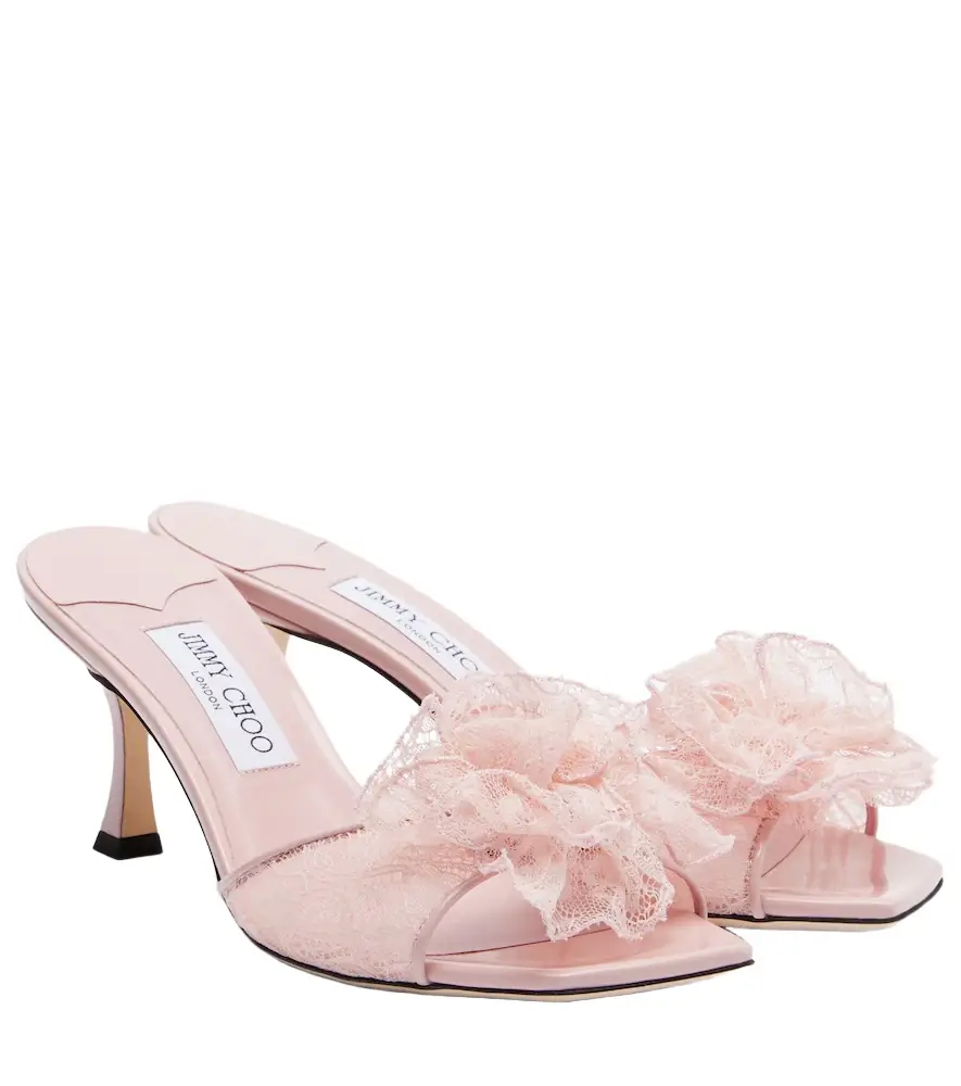 Jimmy Choo Skye Corsage floral-appliqué lace mules