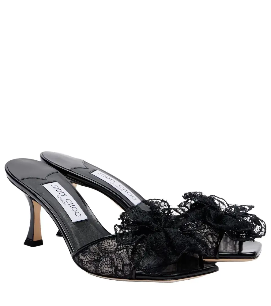 Jimmy Choo Skye Corsage floral-appliqué lace mules