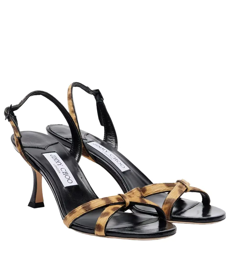 Jimmy Choo Elsy 70 calf hair-trimmed leather sandals
