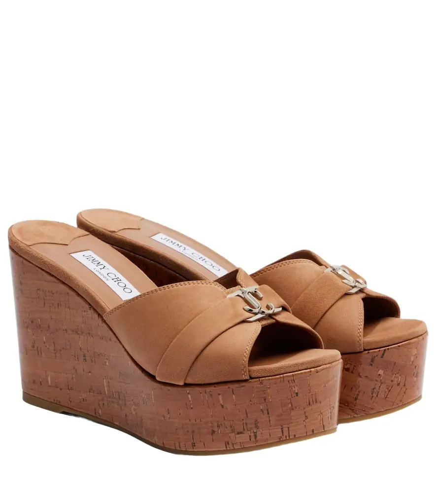 Jimmy Choo Leda suede wedge mules