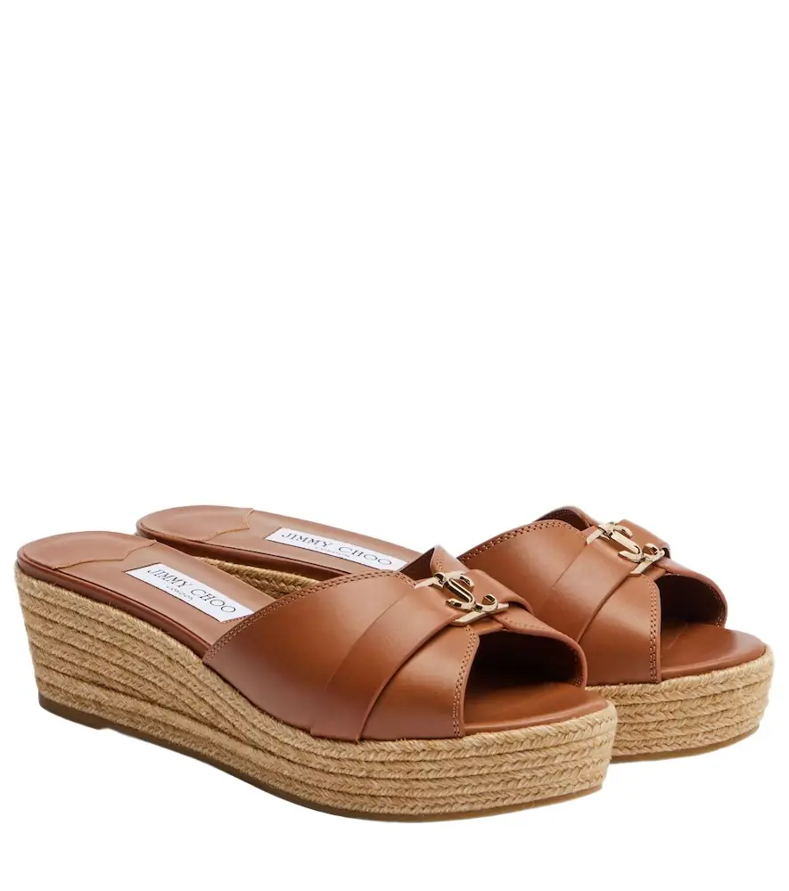 Jimmy Choo Leda leather espadrille wedges