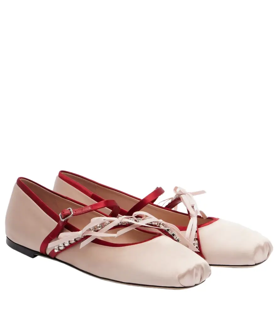 Jimmy Choo Loli embellished satin ballet flats