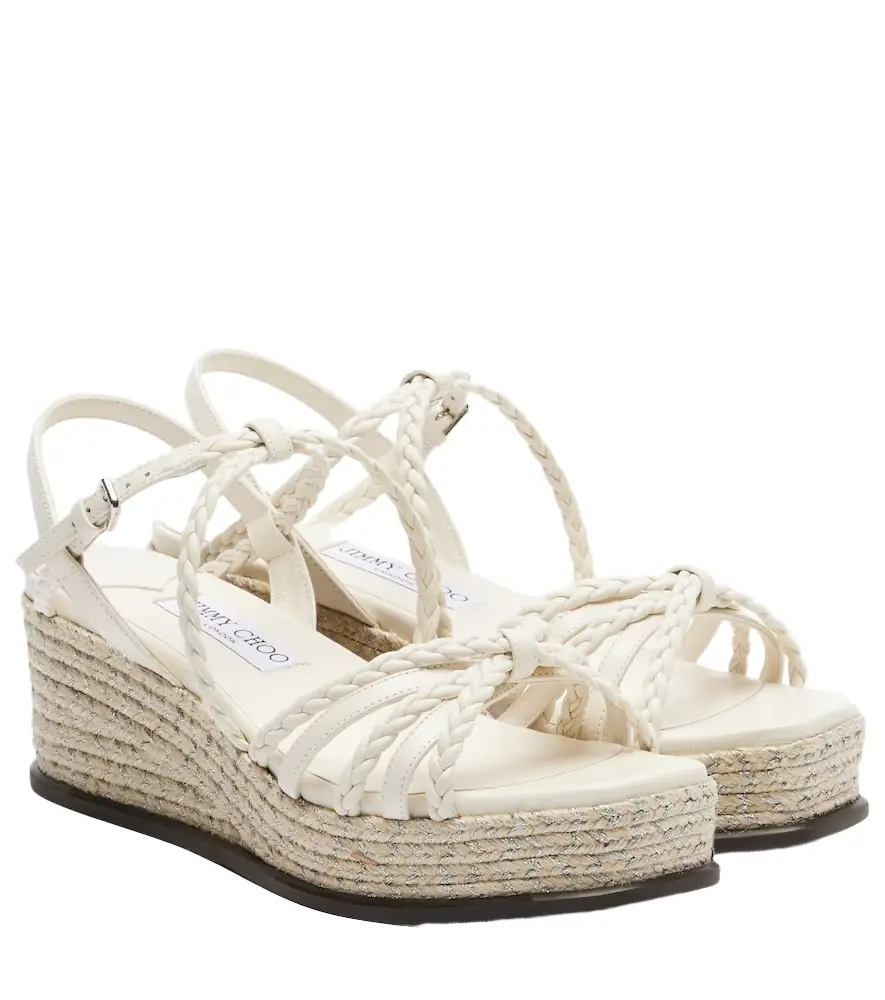 Jimmy Choo Nyra braided leather espadrille wedges