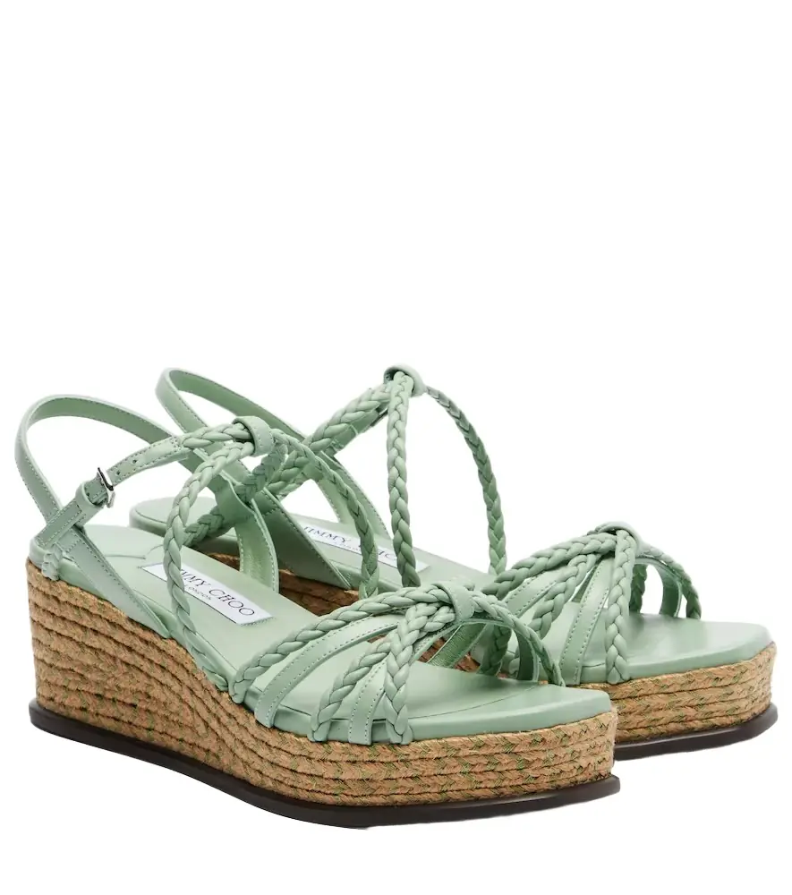Jimmy Choo Nyra braided leather espadrille wedges