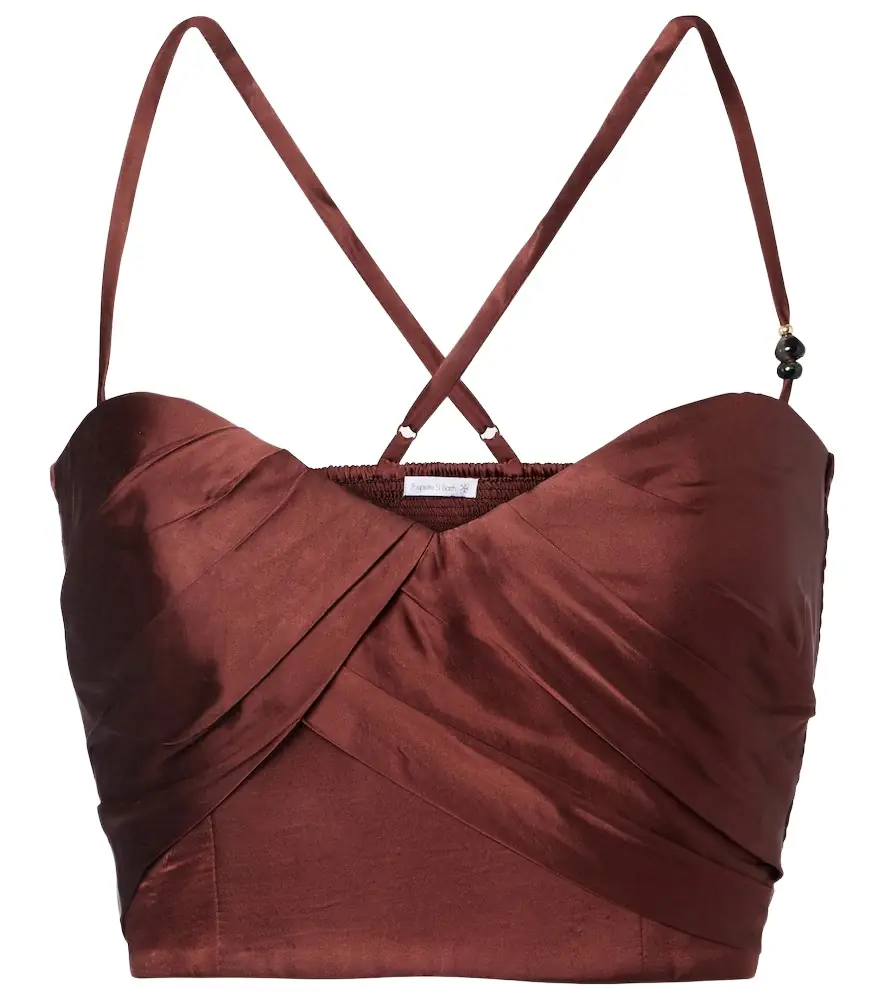 Poupette St Barth Palmire satin crop top