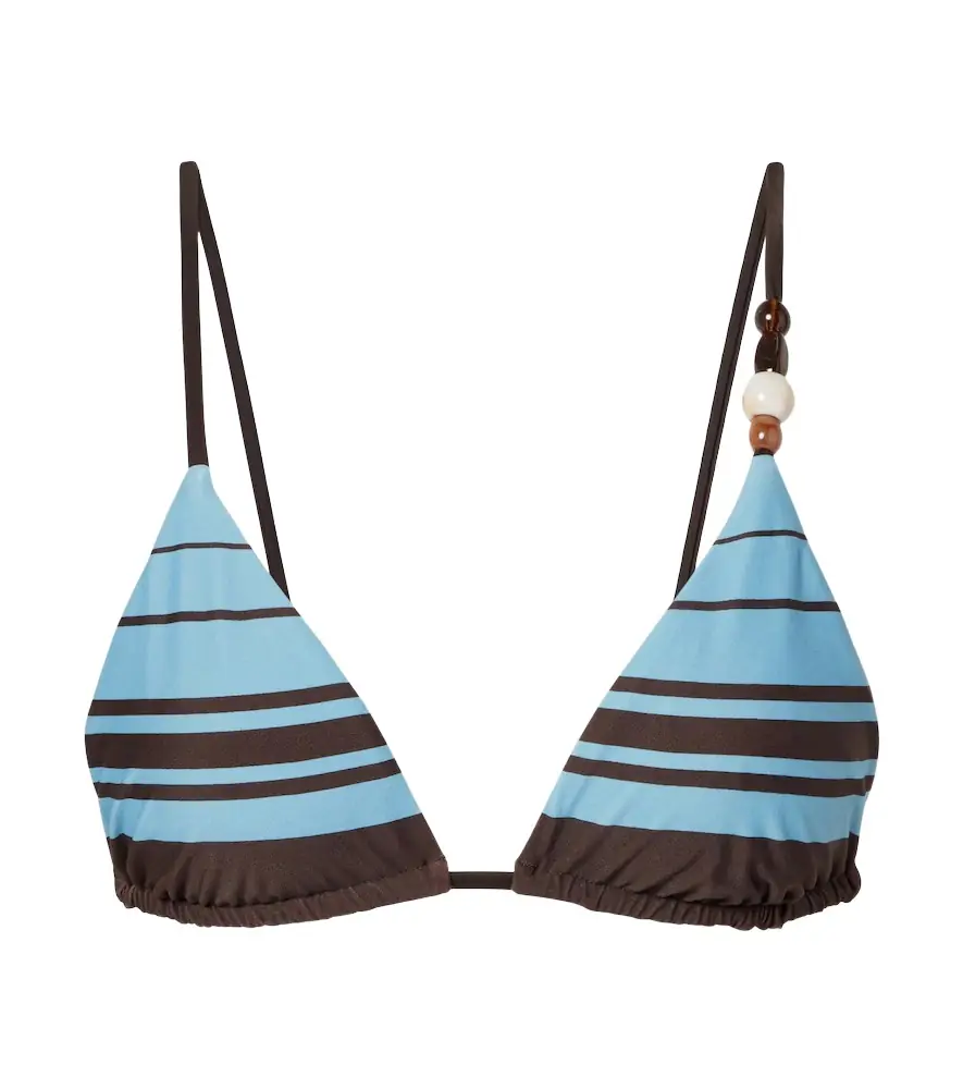SIR Rioja beaded striped bikini top