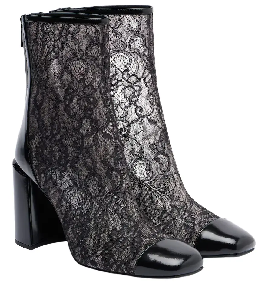 Jimmy Choo Kisu 85 leather-trimmed lace ankle boots