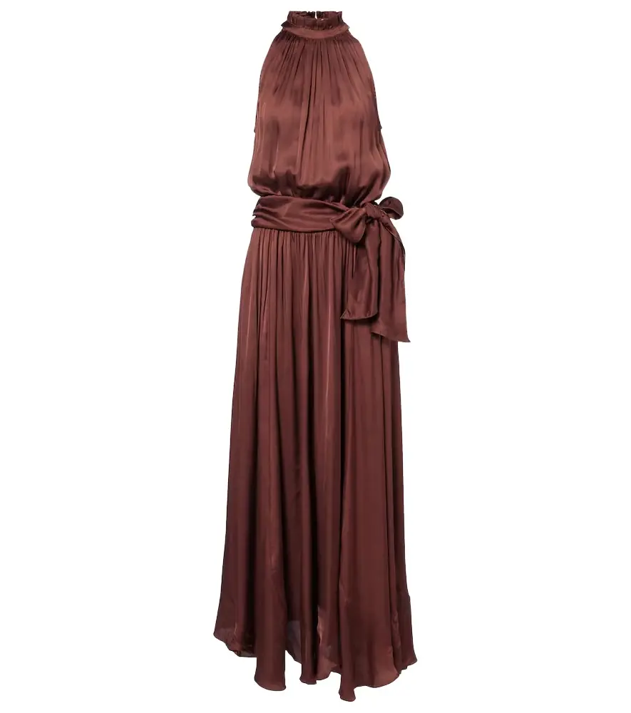 Poupette St Barth Nina halterneck satin maxi dress
