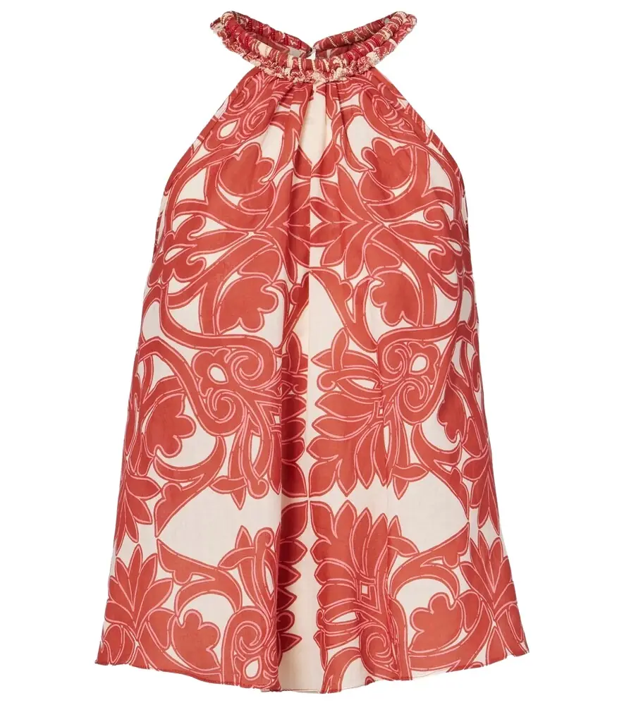 Poupette St Barth Noreen printed halterneck cotton top