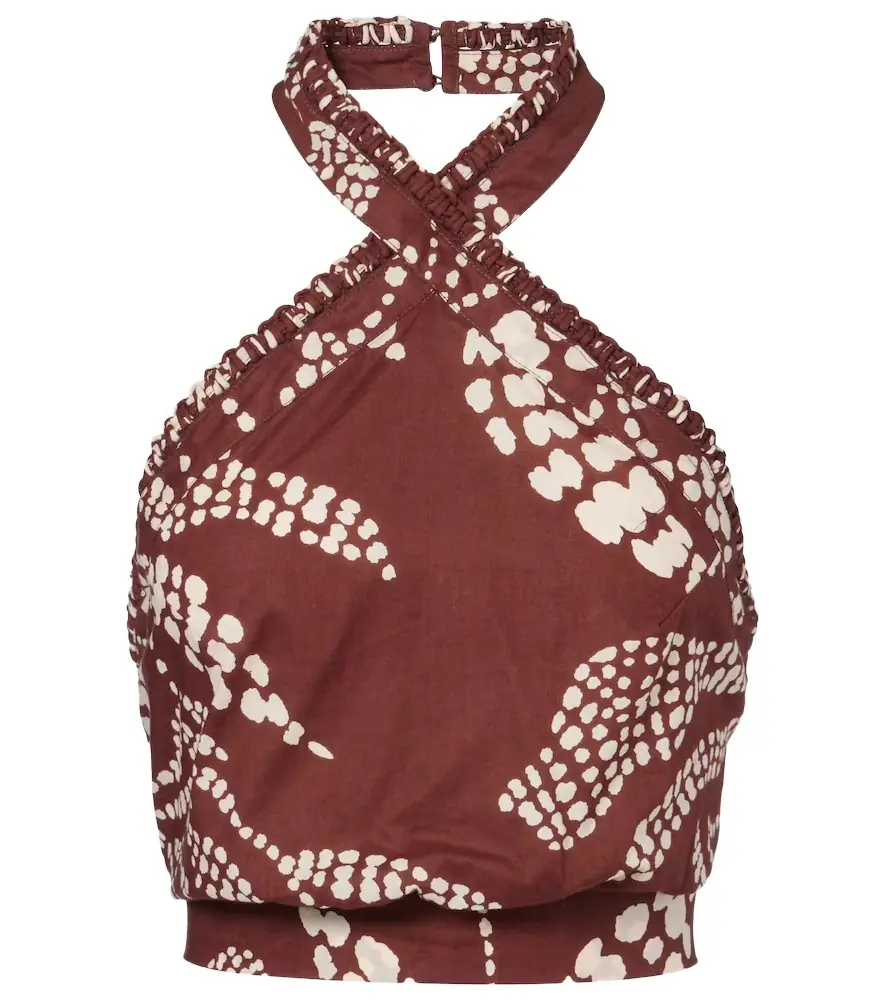 Poupette St Barth Suma printed cotton crop top