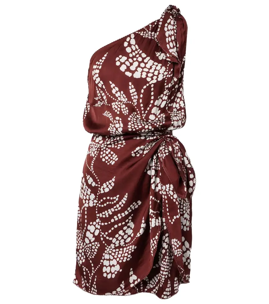 Poupette St Barth Celie printed one-shoulder minidress