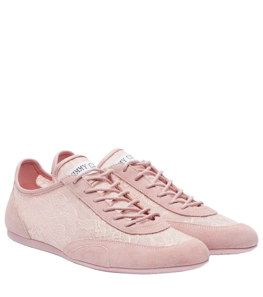 Jimmy Choo Sunny suede-trimmed lace sneakers