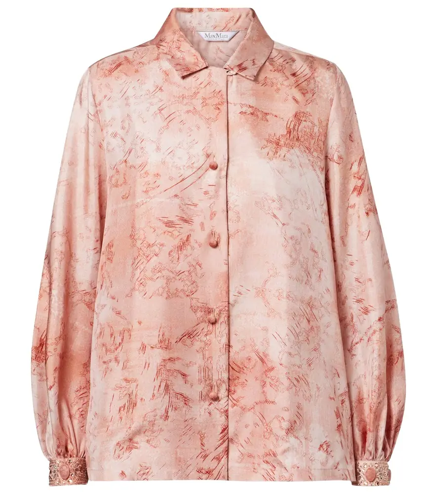 Max Mara Crespo embellished printed twill shirt