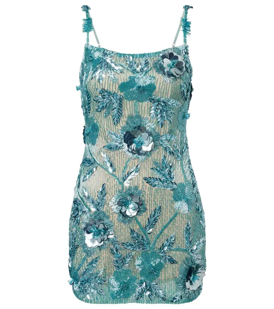 Rachel Gilbert Pierre beaded floral-appliqué minidress