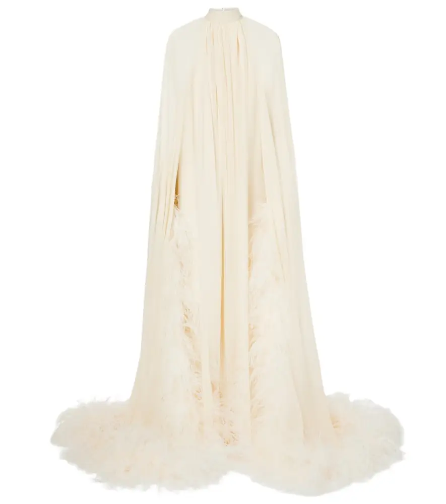 Taller Marmo Feather-trimmed silk gown