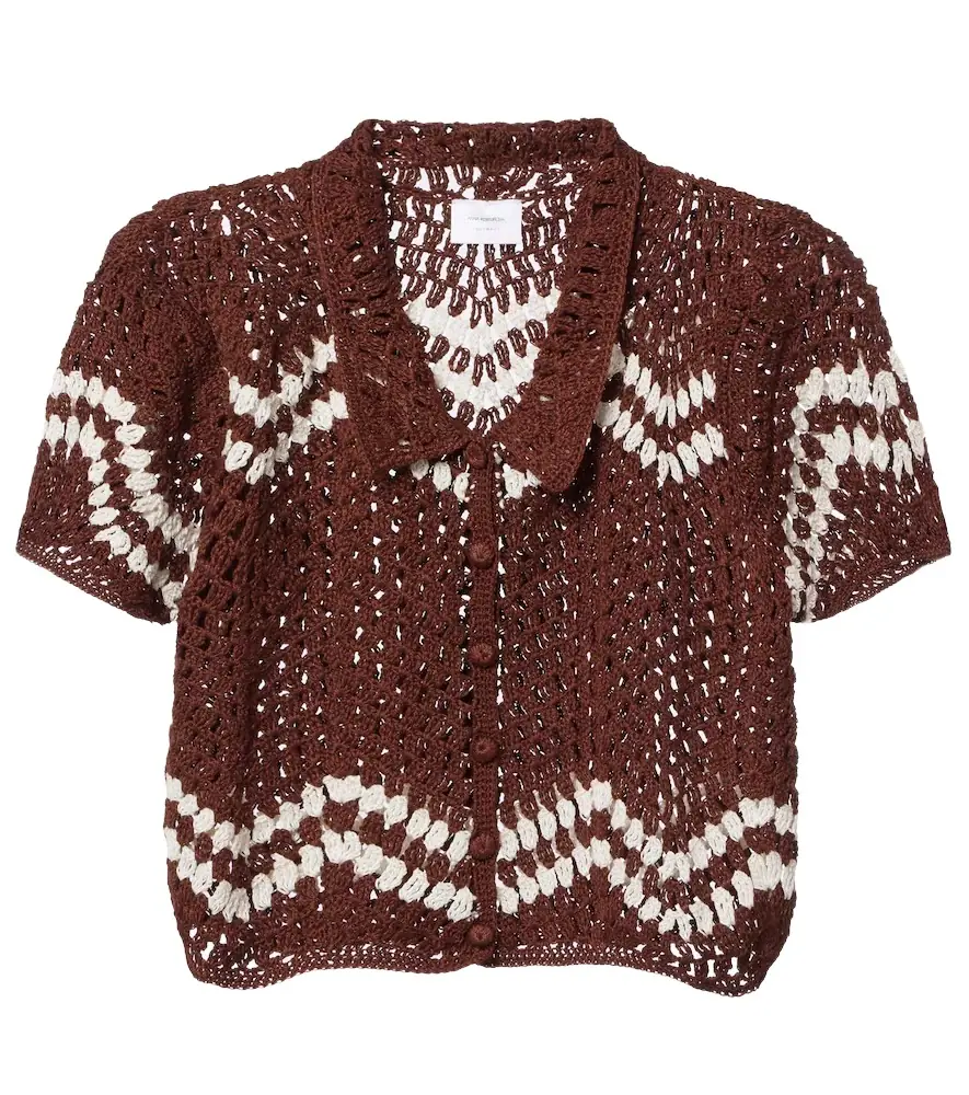 Anna Kosturova Crochet cropped cotton top