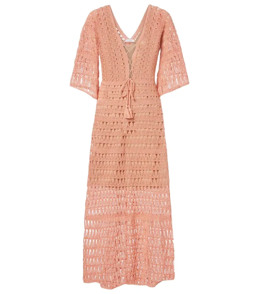 Anna Kosturova Crochet cotton midi dress