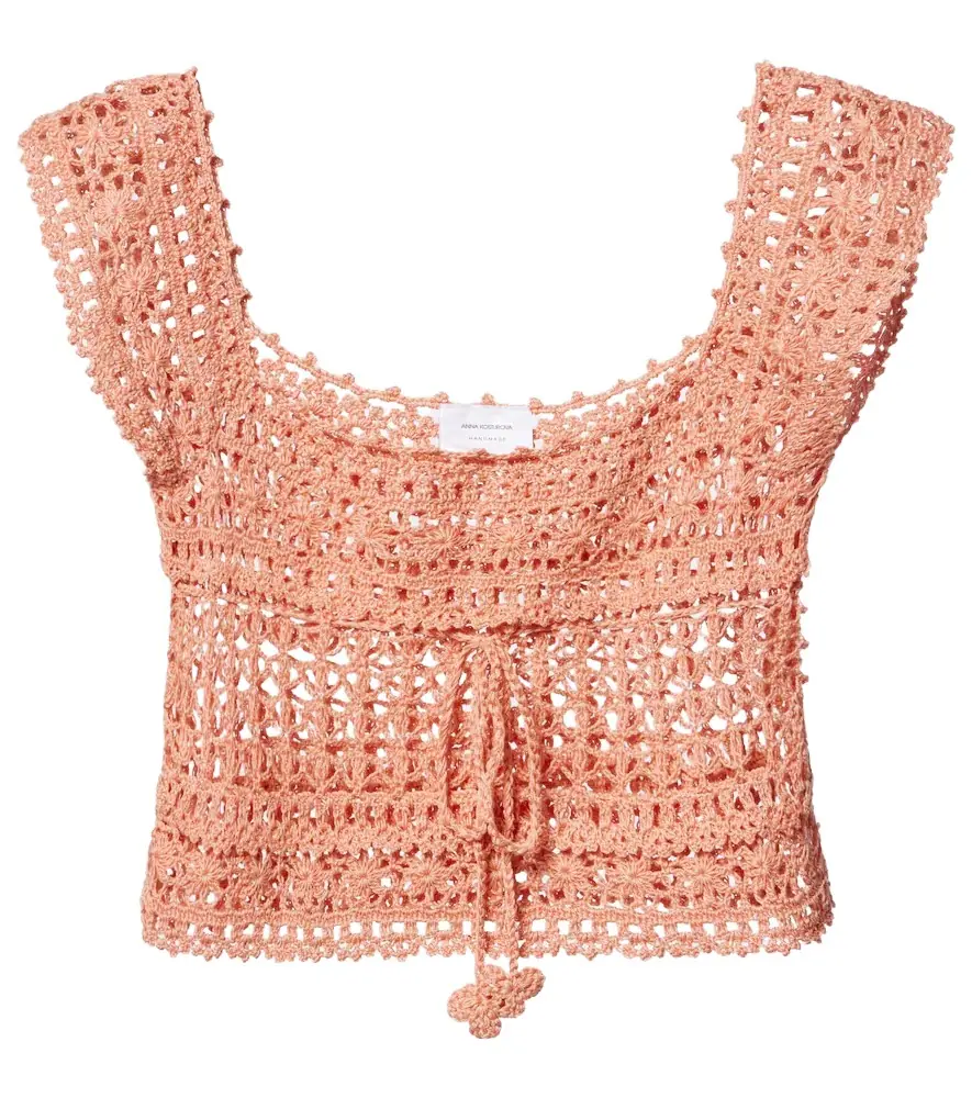 Anna Kosturova Deauville crochet cotton crop top