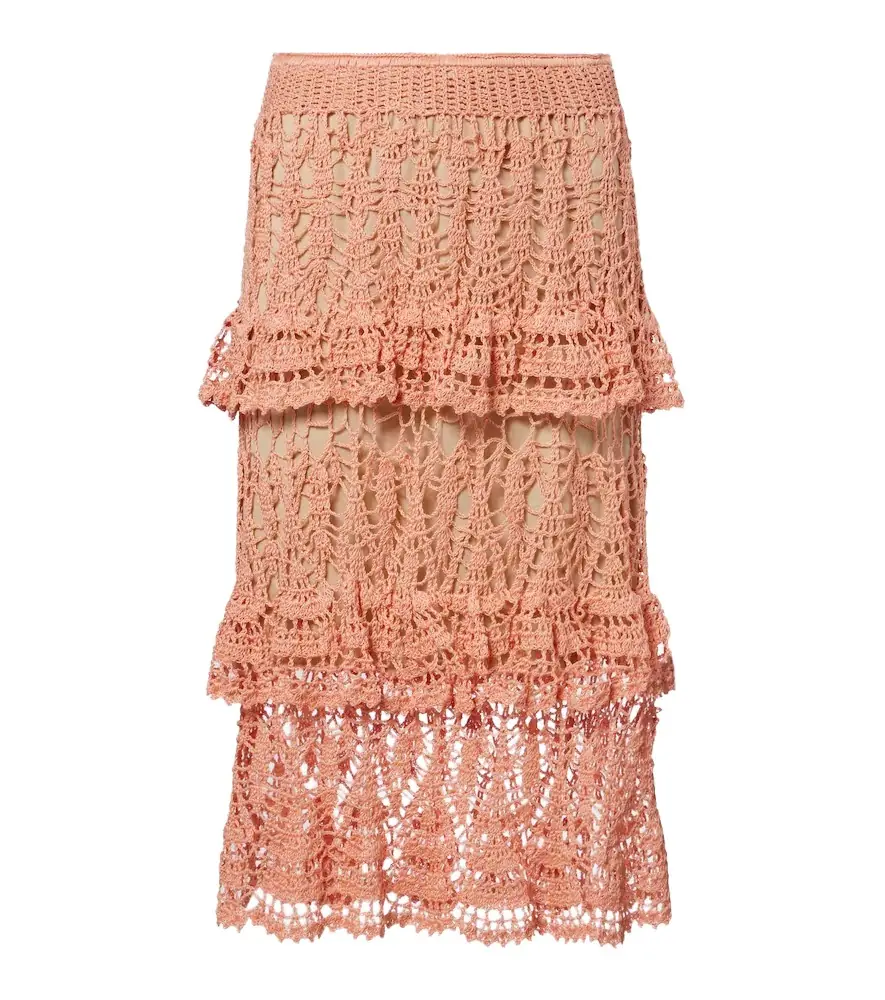 Anna Kosturova Elsie crochet cotton midi skirt