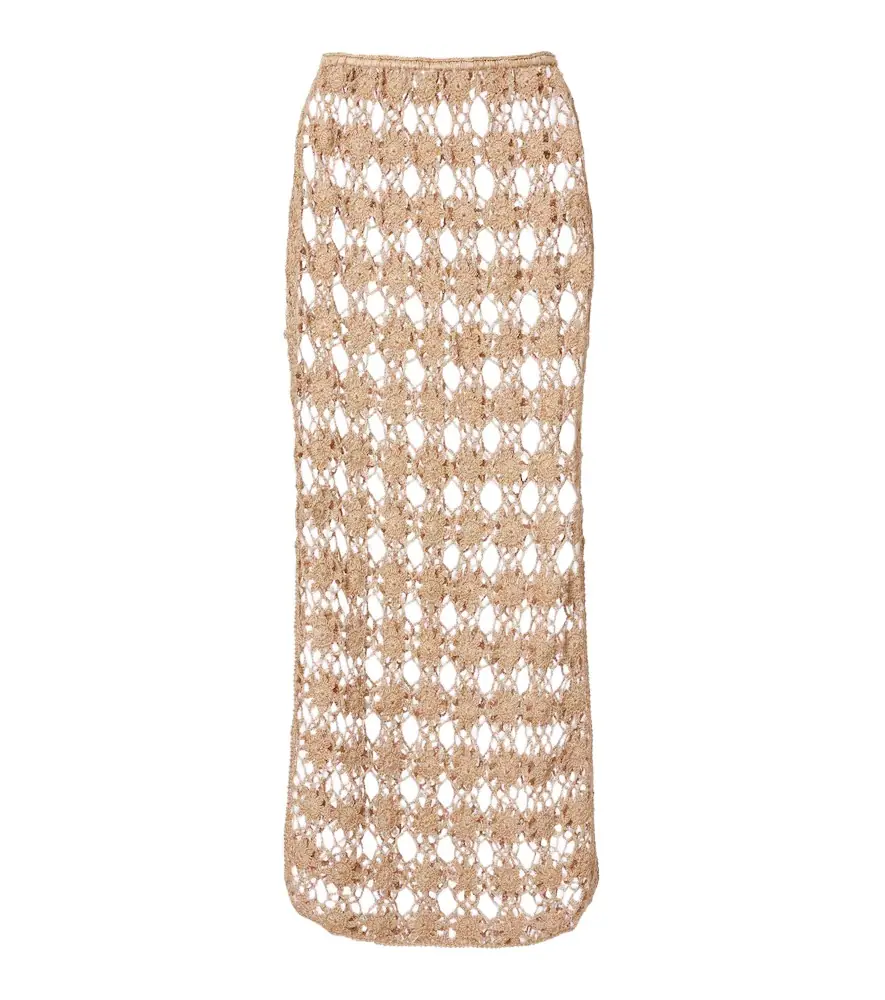 Anna Kosturova Bella Rosette crochet cotton midi skirt