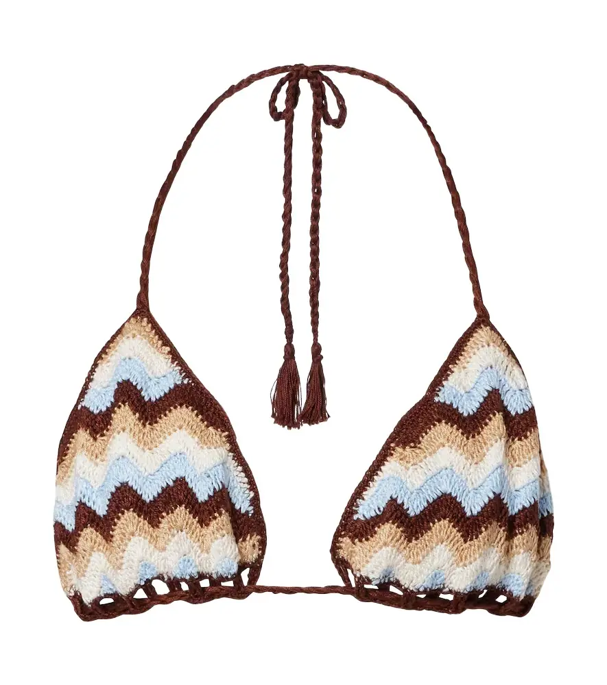 Anna Kosturova Summer Chevron crochet cotton bikini top