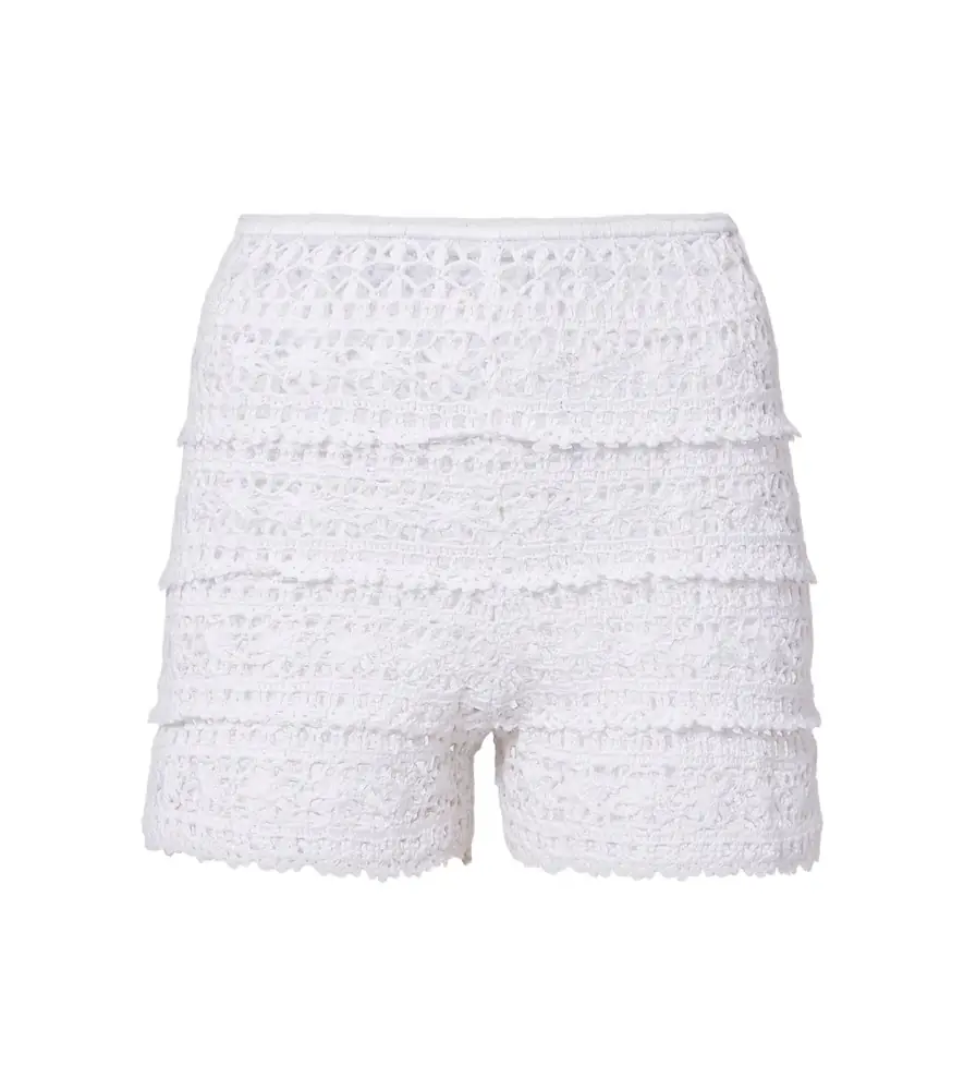 Anna Kosturova Deauville crochet cotton shorts