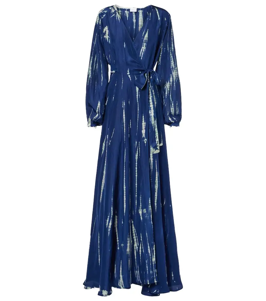 Anna Kosturova Tie-dye silk wrap maxi dress