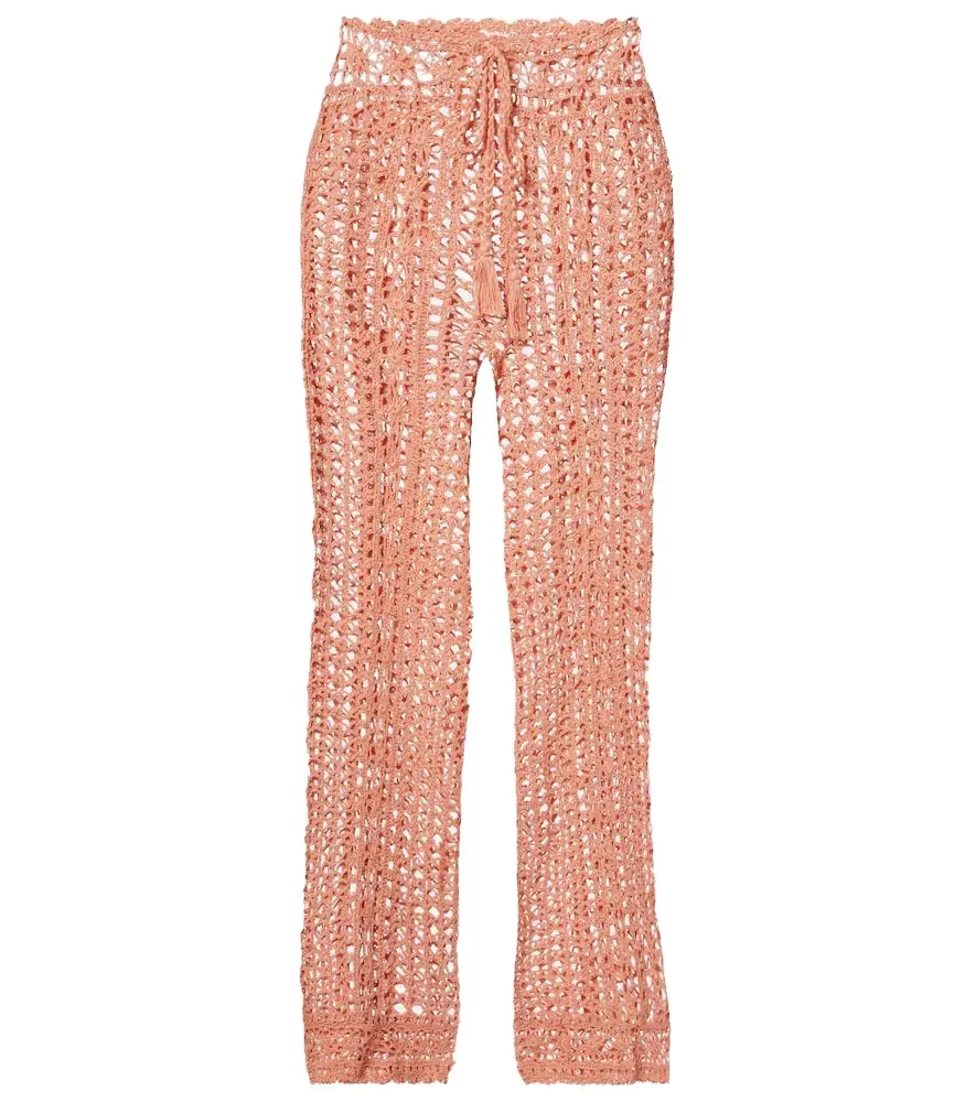 Anna Kosturova Crochet cotton wide-leg pants