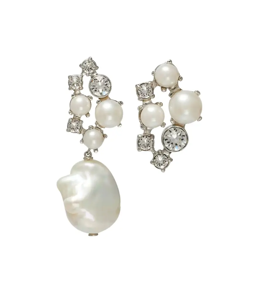 Givenchy Crystal Pearl asymmetric earrings